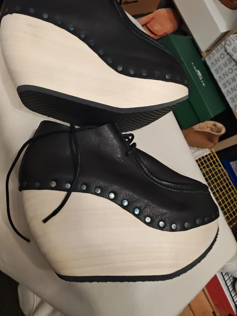Black Platform Lace-Up Women's Shoes 37